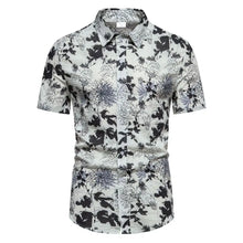 Men's Plus Size Floral Print Short Sleeve Button Down Shirt White Mens Tops