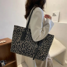 PU Leather Leopard Tote Bag Black One Size Shoulder Bags