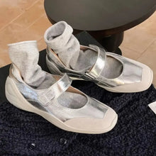 Round Toe Flats Loafers Silver Woman Loafers