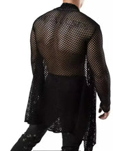 Men's Openwork Open Front Long Sleeve Cover-Up Mens Tops