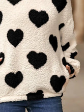 Fuzzy Heart Pocketed Dropped Shoulder Hoodie Woman Sweatshirts