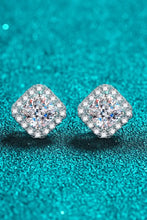 925 Sterling Silver Inlaid 2 Carat Moissanite Square Stud Earrings Silver One Size Earrings