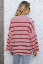 Round Neck Dropped Shoulder Striped Sweater Sweater Pullovers