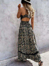 Leopard Print Sleeveless Maxi Dress with Lace Trim Woman Maxi Dress