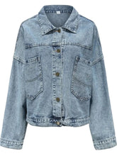 Button Down Drop Shoulder Denim Jacket Woman Outerwear