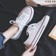 Lace Up Round Toe Sneakers White Red line Woman Sneakers