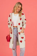 Heart Graphic Open Front Cardigan with Pockets Woman Outerwear