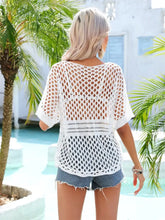 Angel Wings Cutout Round Neck Short Sleeve Cover Up Swimwear Cover-Ups