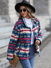 Geometric Button Down Dropped Shoulder Jacket Woman Outerwear