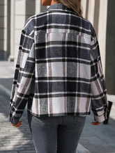 Plaid Button Up Drop Shoulder Jacket Woman Outerwear