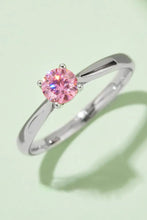 Moissanite Contrast 925 Sterling Silver Solitaire Ring Hot Pink Rings