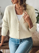 Button Up V-Neck Long Sleeve Cardigan Woman Outerwear