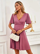 Surplice Flutter Sleeve Mini Dress Woman Casual Dress