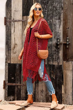 Openwork Open Front Cardigan with Fringes Woman Outerwear