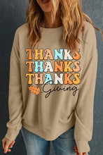 THANKSGIVING Round Neck Dropped Shoulder Sweatshirt Khaki Woman Sweatshirts