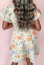 Frill Notched Puff Sleeve Dress Casual Dresses