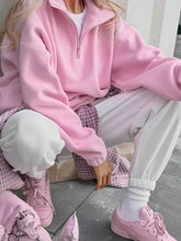 Quarter Zip Long Sleeve Sweatshirt Woman Sweatshirts