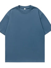 Men's Plus Size Round Neck Half Sleeve T-Shirt Peacock Blue Mens Tops