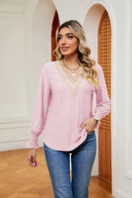 Contrast Flounce Sleeve Blouse Blush Pink Woman Blouses