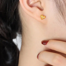 Titanium Steel Zircon Heart Stud Earrings Gold One Size Earrings