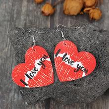 I LOVE YOU Heart Leather Earrings Earrings