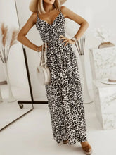 Leopard Print Spaghetti Strap Summer Maxi Dress Woman Maxi Dress