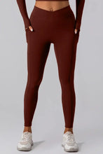 High Waist Active Leggings with Pockets Brown Woman Leggings