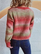 Gradient Heart Shape Button V-Neck Cardigan Woman Outerwear