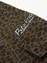 Men's Leopard Print Cargo Denim Shorts Denim Shorts