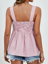 Smocked Plaid Square Neck Tank Tanks & Camis