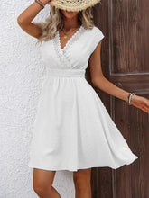 Swiss Dot Surplice Cap Sleeve Mini Dress Casual Dresses