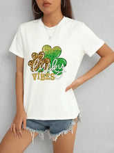 LUCKY VIBES Round Neck Short Sleeve T-Shirt Woman T Shirts