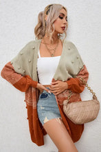 Pompom Color Block Open Front Cardigan Woman Outerwear