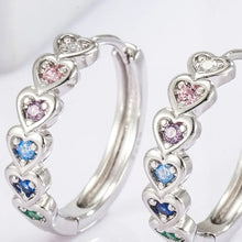 925 Sterling Silver Inlaid Zircon Heart Huggie Earrings Earrings