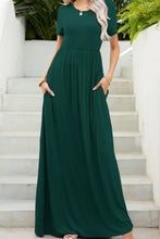 Round Neck Maxi Tee Dress with Pockets Forest Woman Maxi Dress