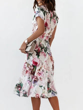 Floral Short Sleeve Midi Dress Woman Dress