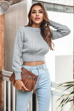 Round Neck Long Sleeve Cropped Sweater Sweater Pullovers