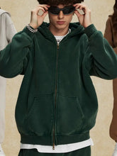 Men's Zip-Up Hoodie with Kangaroo Pocket Dark Green Mens Tops
