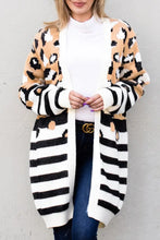 Striped Open Front Longline Cardigan Zebra Woman Outerwear