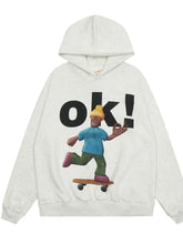 Men's OK! Graphic Long Sleeve Hoodie Flower Ash Mens Tops