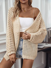 Openwork Open Front Long Sleeve Cardigan Woman Outerwear