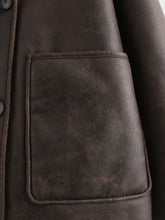 Collared Neck Long Sleeve Plush Jacket Woman Outerwear