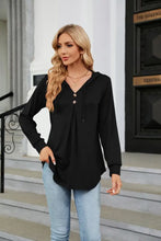 Long Sleeve Hooded Blouse Black Woman Blouses