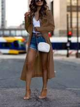 Collared Neck Long Sleeve Trench Coat Woman Outerwear