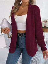 Open Front Long Sleeve Cardigan with Pockets Woman Outerwear
