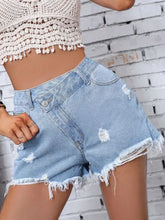 Distressed Raw Hem Denim Shorts Denim Shorts