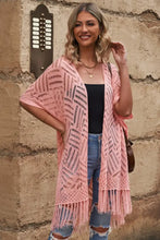 Openwork Open Front Cardigan with Fringes Woman Outerwear