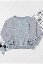Raw Hem Round Neck Long Sleeve Sweatshirt Woman Sweatshirts