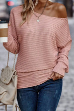 Texture Round Neck Long Sleeve Top Woman Blouses