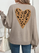 Perfee Tied Contrast Heart V-Neck Long Sleeve Cardigan Woman Outerwear